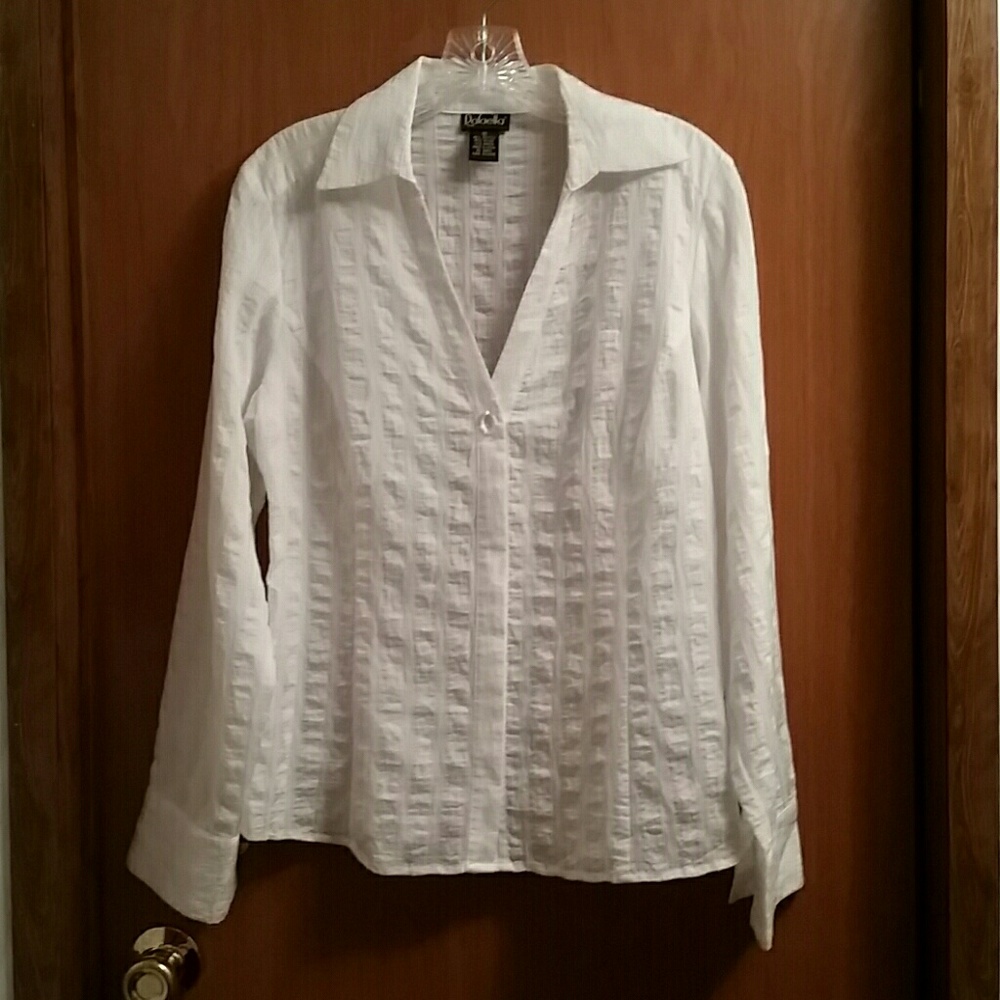 Tonal Satin Thread Button Front Shirt Top